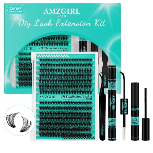 AMZGIRL Fluffy Lash Clusters Kit, 60D+80D Volume Cluster Eyelash Extensions